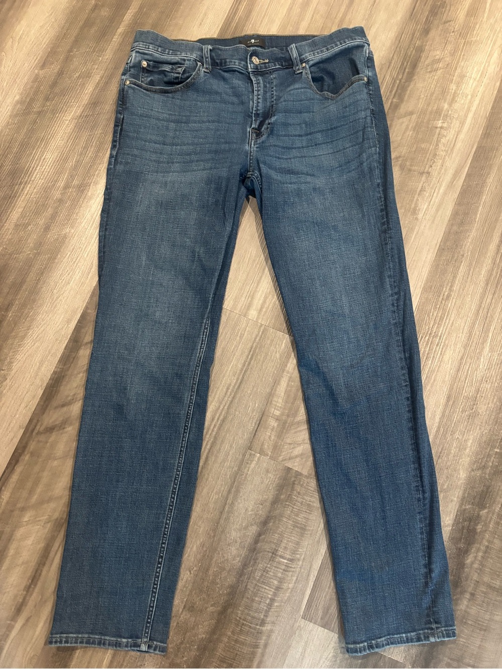 7 For All Mankind Slimmy Straight Jeans in Dark Blue Denim
